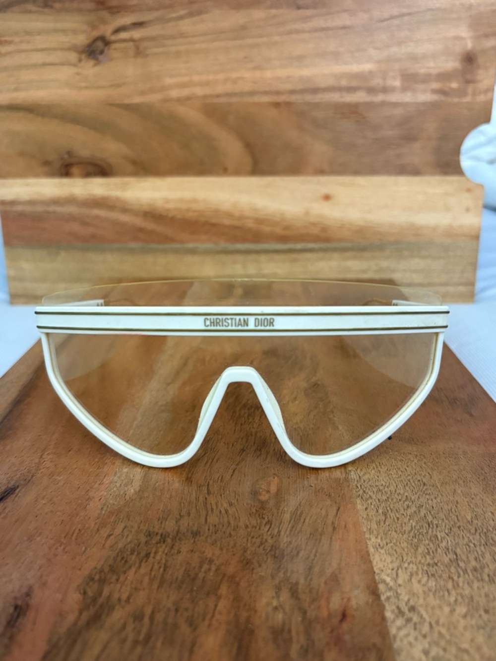 Dior White and Gold Shield Sunglasses